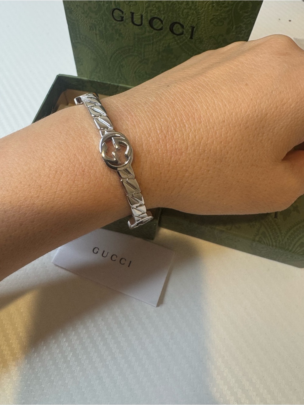 Gucci Silver Interlocking G Slim Chain Bracelet